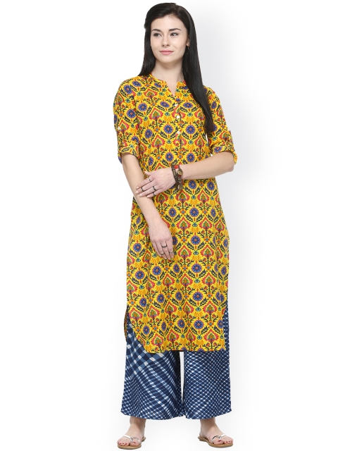 

Varanga Yellow Screen Print Kurta with Palazzos