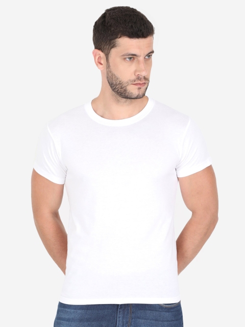 

Jolie robe Men White Solid Pure Cotton T-shirt