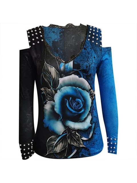 

La Aimee Blue Print Top