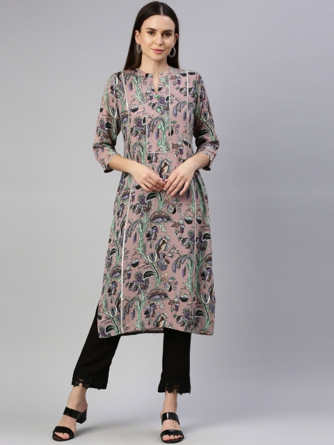 

Neerus Women Mauve Paisley Printed Kurta