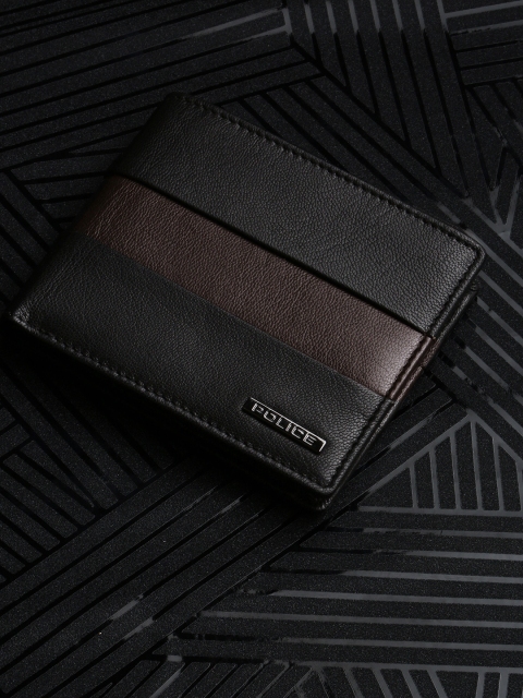 

Police Men Black & Brown Textured Leather Two Fold Wallet