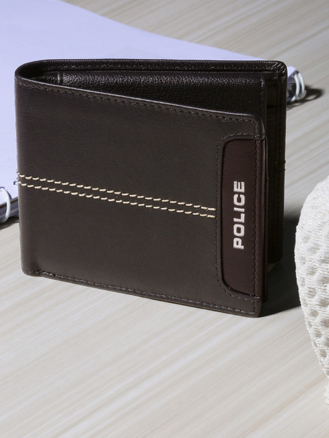 

Police Men Black & White Solid Leather Two Fold Wallet