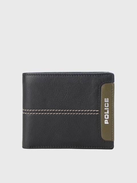 

Police Men Black Textured Leather Two Fold Wallet