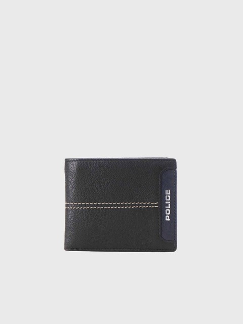 

Police Men Black Textured Leather Two Fold Wallet