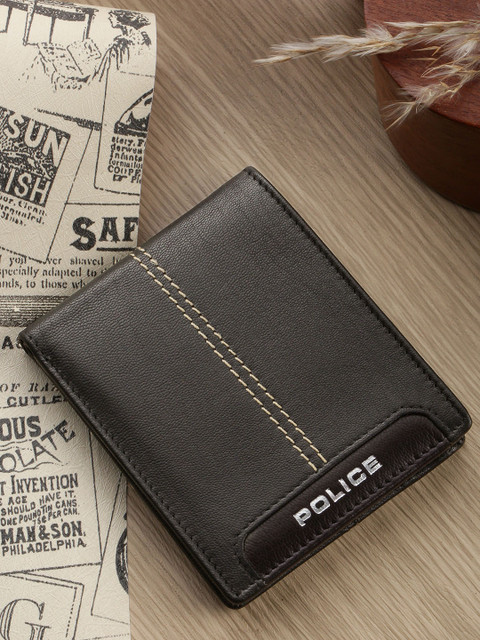 

Police Men Black & Brown Leather Two Fold Wallet