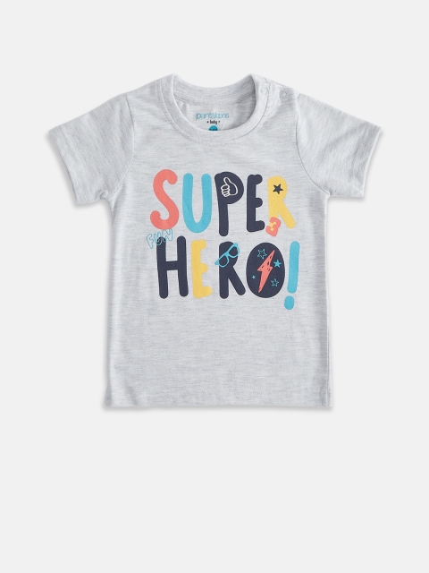 

Pantaloons Baby Boys Grey Melange Typography Printed T-shirt
