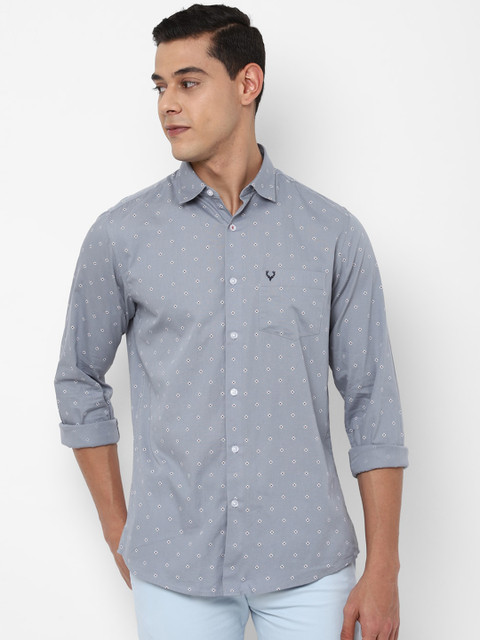 

Allen Solly Men Grey Printed Slim Fit Cotton Casual Shirt
