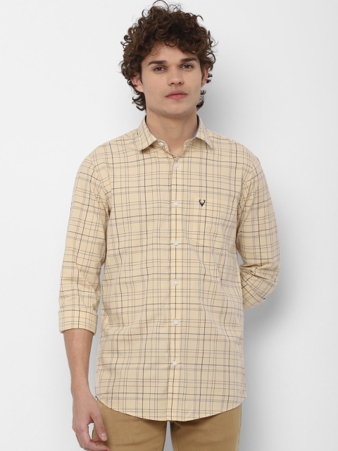 

Allen Solly Men Khaki Slim Fit Checked Cotton Casual Shirt