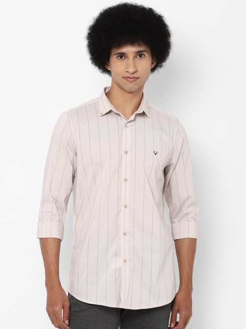 

Allen Solly Men Cream Slim Fit Striped Casual Shirt
