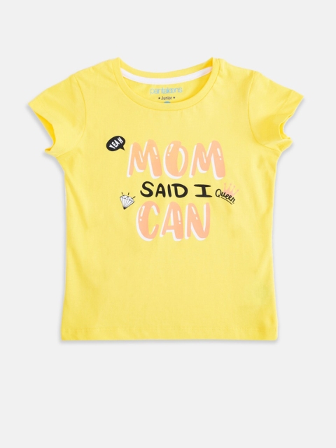 

Pantaloons Junior Girls Yellow Typography Printed T-shirt