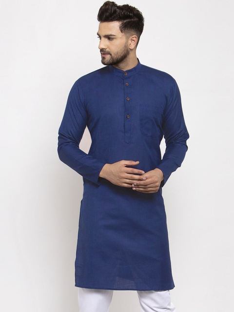 

Jompers Men Blue Cold-Shoulder Sleeves Thread Work Kurta
