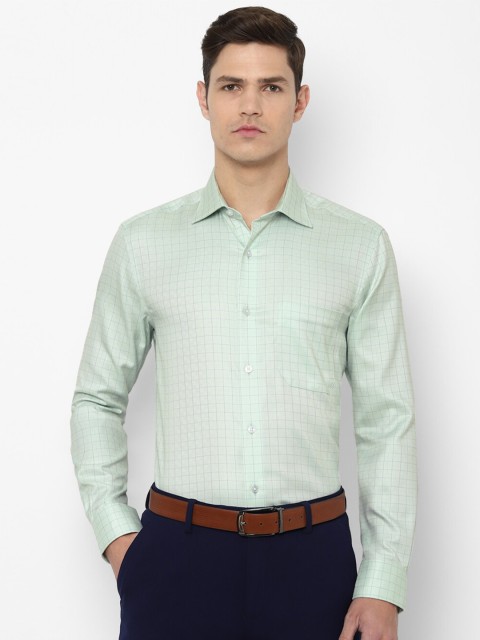 

Louis Philippe Men Green Checked Pure Cotton Formal Shirt