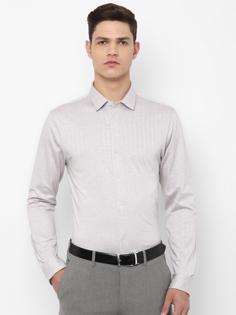 

Louis Philippe Men Grey Slim Fit Striped Pure Cotton Formal Shirt
