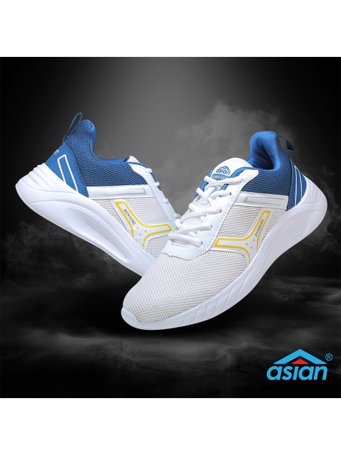 

ASIAN Men White Mesh Running Sports Shoes