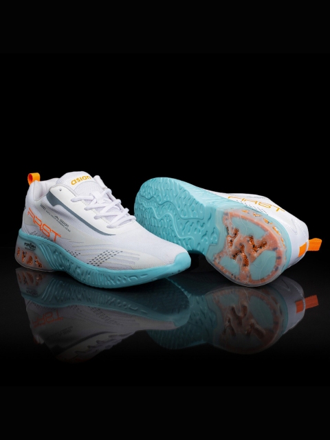 

ASIAN Men White & Sea Green Mesh Running Shoes