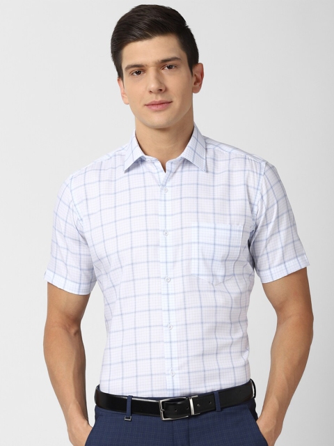 

Van Heusen Men White Grid Tattersall Checked Cotton Formal Shirt