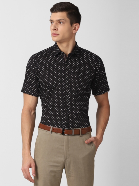 

Van Heusen Men Black Printed Pure Cotton Formal Shirt