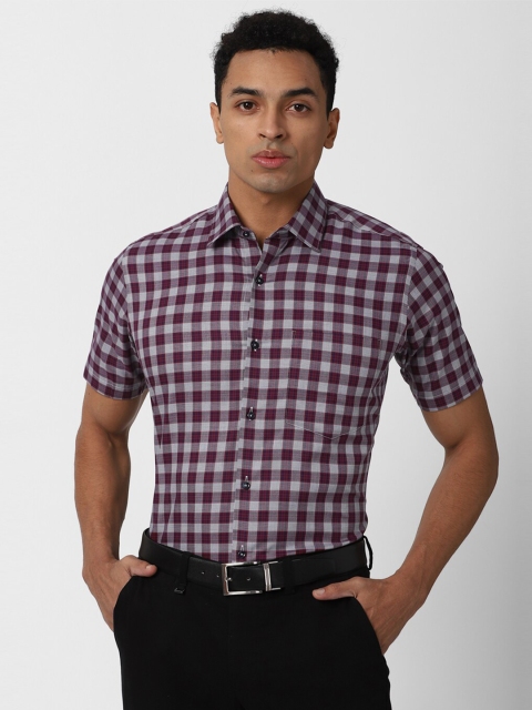 

Van Heusen Men Maroon Gingham Checks Checked Formal Shirt
