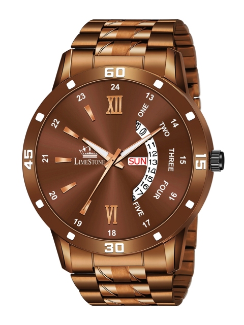 

LIMESTONE Men Brown Brass Dial & Straps Analogue Wrist Watch LS3040