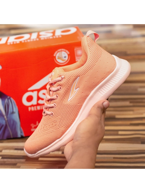 

ASIAN Women Peach-Coloured Mesh Running Lace Up Shoes