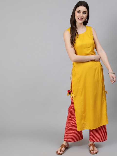

Awadhi Women Mustard Yellow Kurta