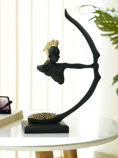 

TIED RIBBONS Black & Gold-Toned Indian Warrior With Bow & Arrow Showpieces