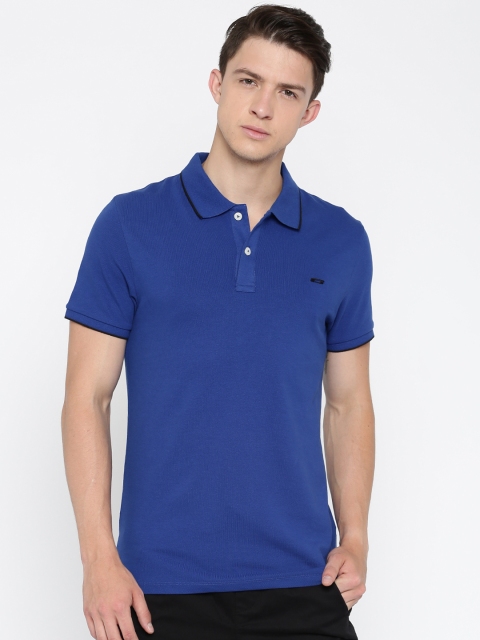 

Jack & Jones Men Blue Solid Polo Collar T-Shirt