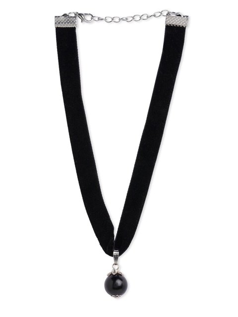 

Blisscovered Women Black & Silver-Toned Metal Choker Necklace