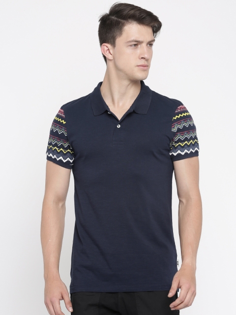 

Jack & Jones Men Navy Blue Solid Polo Collar Slim T-shirt