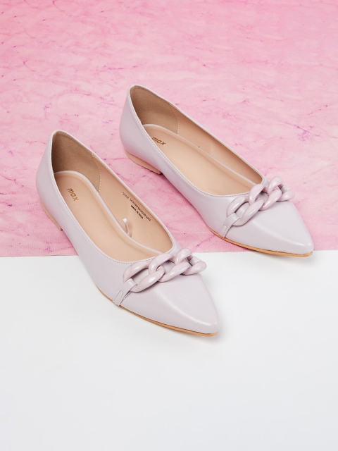 

max Women Lavender Solid PU Slip-On Ballerinas