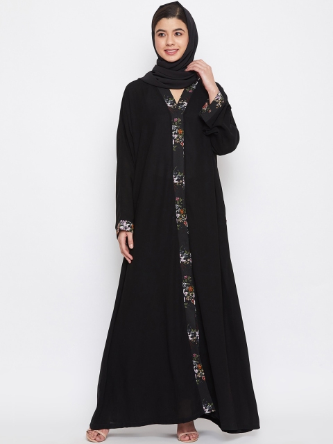

NABIA Women Black Solid Abaya Burqa With Scarf