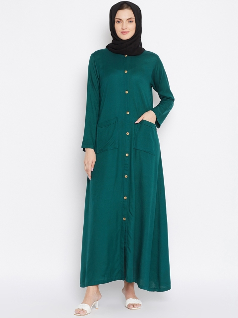 

NABIA Women Green Solid Abaya Burqa With Scarf