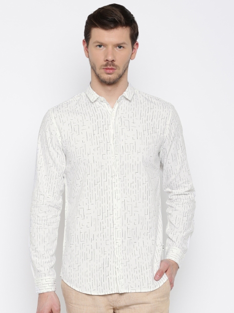 

Jack & Jones Men White & Black Slim Fit Printed Casual Shirt