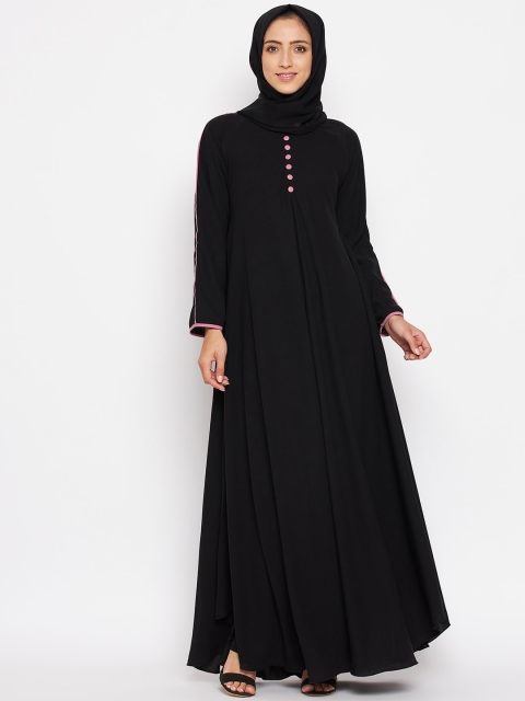 

NABIA Women Black Solid Abaya Burqa With Scarf