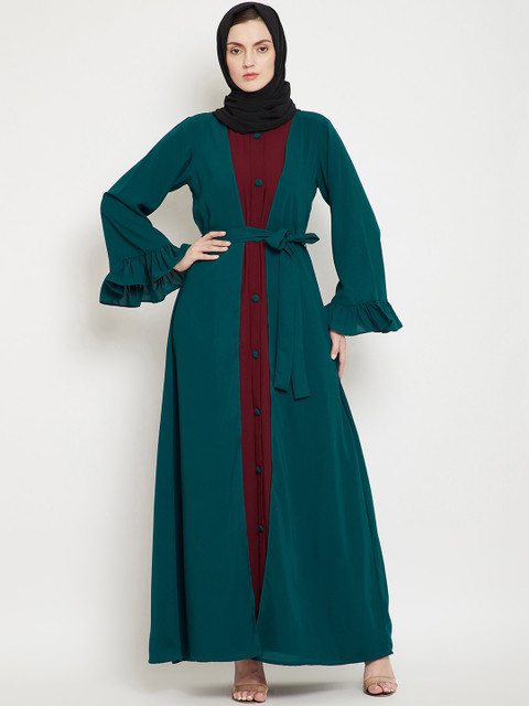 

NABIA Women Green & Maroon Burqa