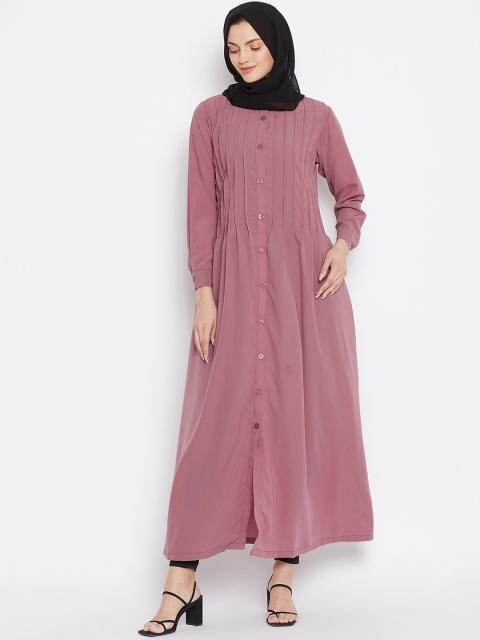 

NABIA Women Mauve Solid Abaya Burqa with Scarf