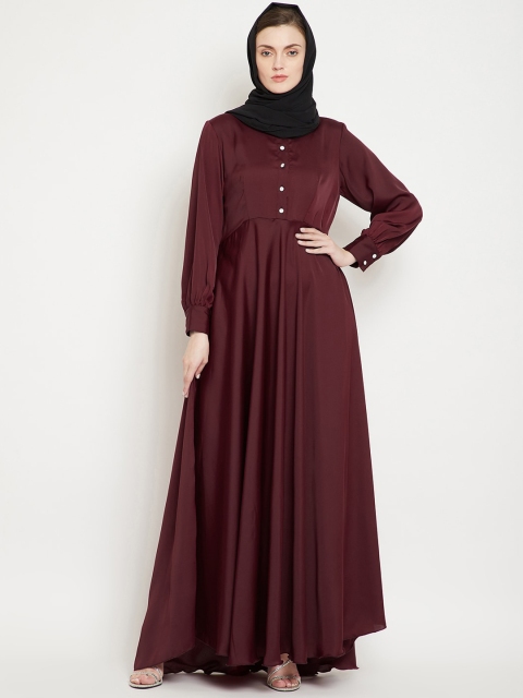 

NABIA Women Maroon Solid Abaya Burqas