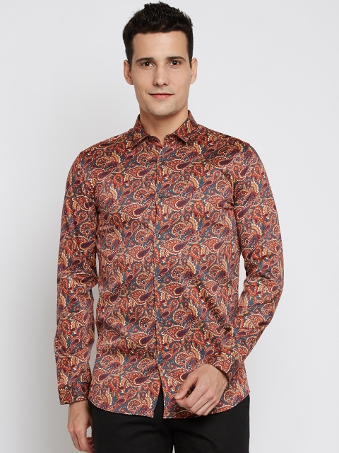 

Jack & Jones Men Grey & Maroon Slim Fit Printed Casual Shirt
