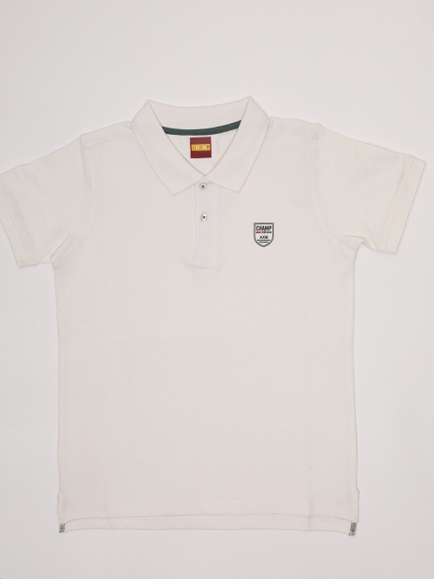 

AXM CHAMP Boys White Polo Collar Applique T-shirt