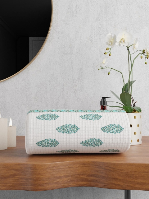 

LA VERNE White & Green Printed Pure Cotton 300 GSM Bath Towel