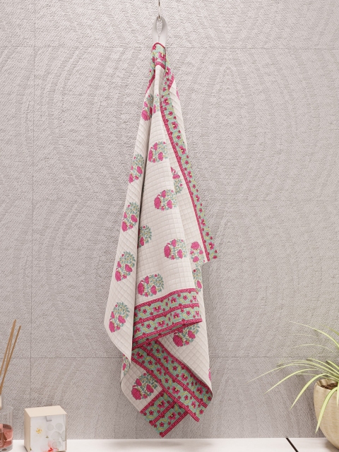 

LA VERNE Unisex Multi-Coloured 300 GSM Hand Block Printed Cotton Bath Towels