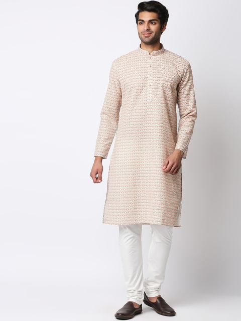 

MEWAR Men Red Printed Kurta with Churidar