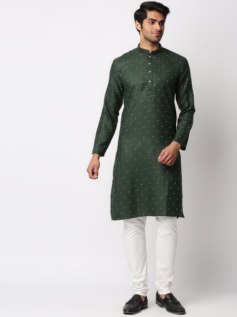 

MEWAR Men Green Ethnic Motifs Kurta with Churidar