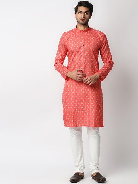 

MEWAR Men Pink Kurta with Churidar