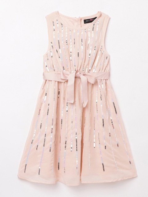 

Fame Forever by Lifestyle Girls Peach-Coloured Sequined Embellished Fit & Flare Dress