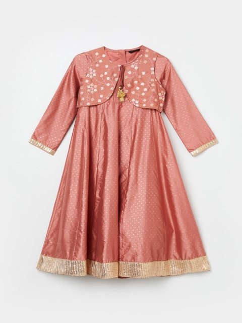 

Melange by Lifestyle Pink & Gold-Toned Layered A-Line Dress