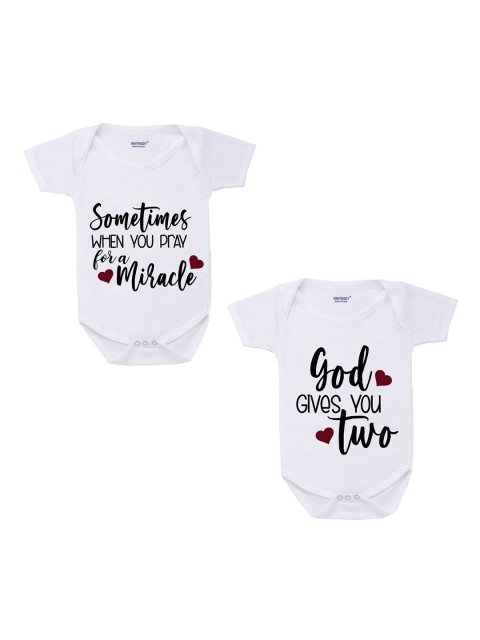 

KNITROOT Kids White Graphic Printed Pure Cotton Bodysuits