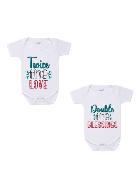 

KNITROOT Unisex Kids White Printed Pure Cotton Bodysuits