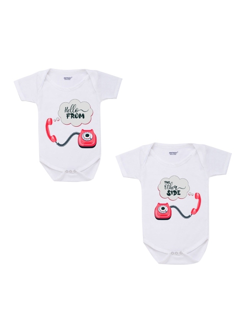 

KNITROOT Infant White & Red Printed Pure Cotton Bodysuits