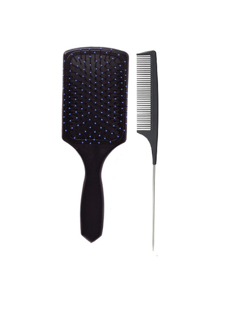 

e-Dunia B-13 Square Brush With Pin Tail Comb - Black